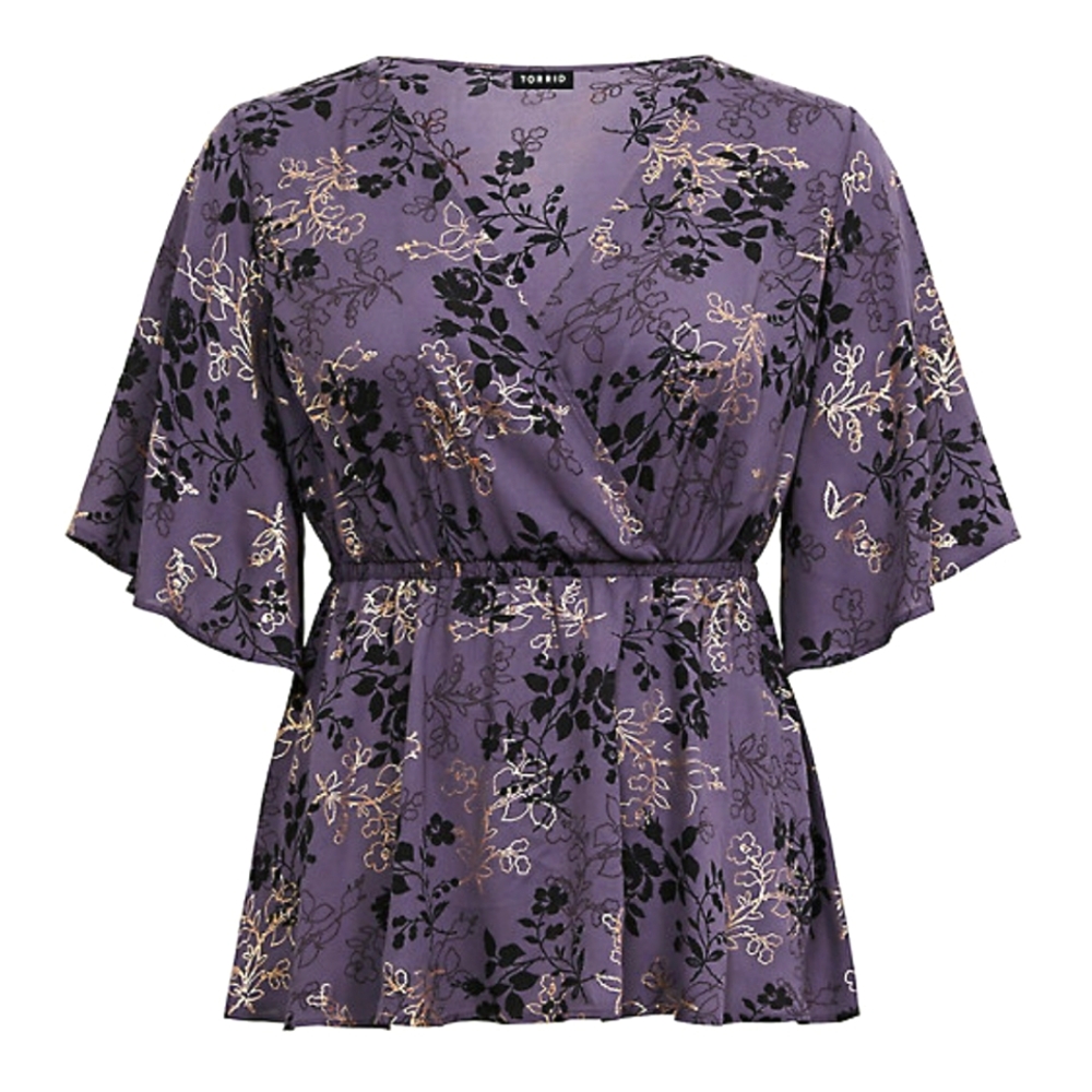 Flutter Sleeve Metallic Detail Top
